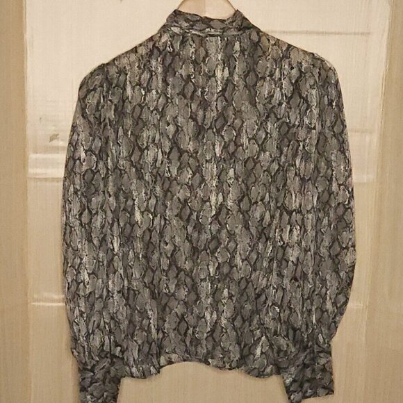 Zara Women's Snake Print Semi Sheer High Neck Blouse Medium - Picture 2 of 10